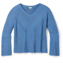 Smartwool Womens Shadow Pine Cable V-Neck Sweater - Clearance  -  Large / Blue Horizon Heather