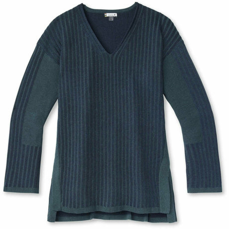 Smartwool Womens Shadow Pine V-Neck Rib Sweater  -  Small / Twilight Blue Heather