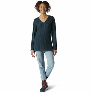 Smartwool Womens Shadow Pine V-Neck Rib Sweater  -  Small / Twilight Blue Heather