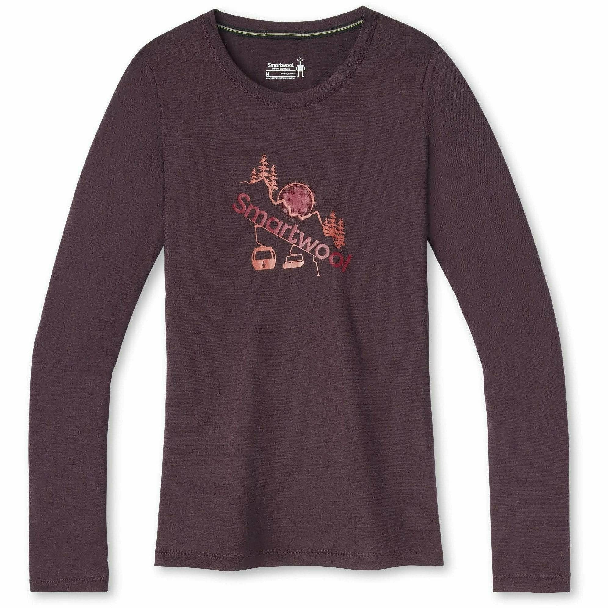 Smartwool Womens Merino Sport 150 Chair Lift Long-Sleeve Graphic Tee - Clearance  -  Small / Woodsmoke