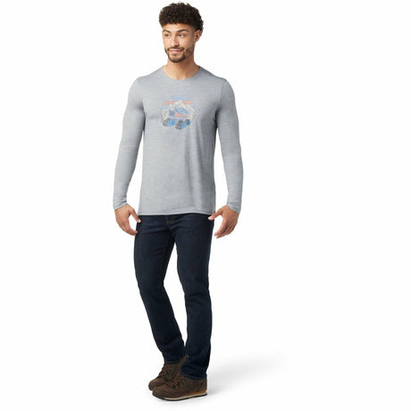 Smartwool Mens Snowcat Trek Long-Sleeve Graphic Tee  -  X-Large / Light Gray Heather