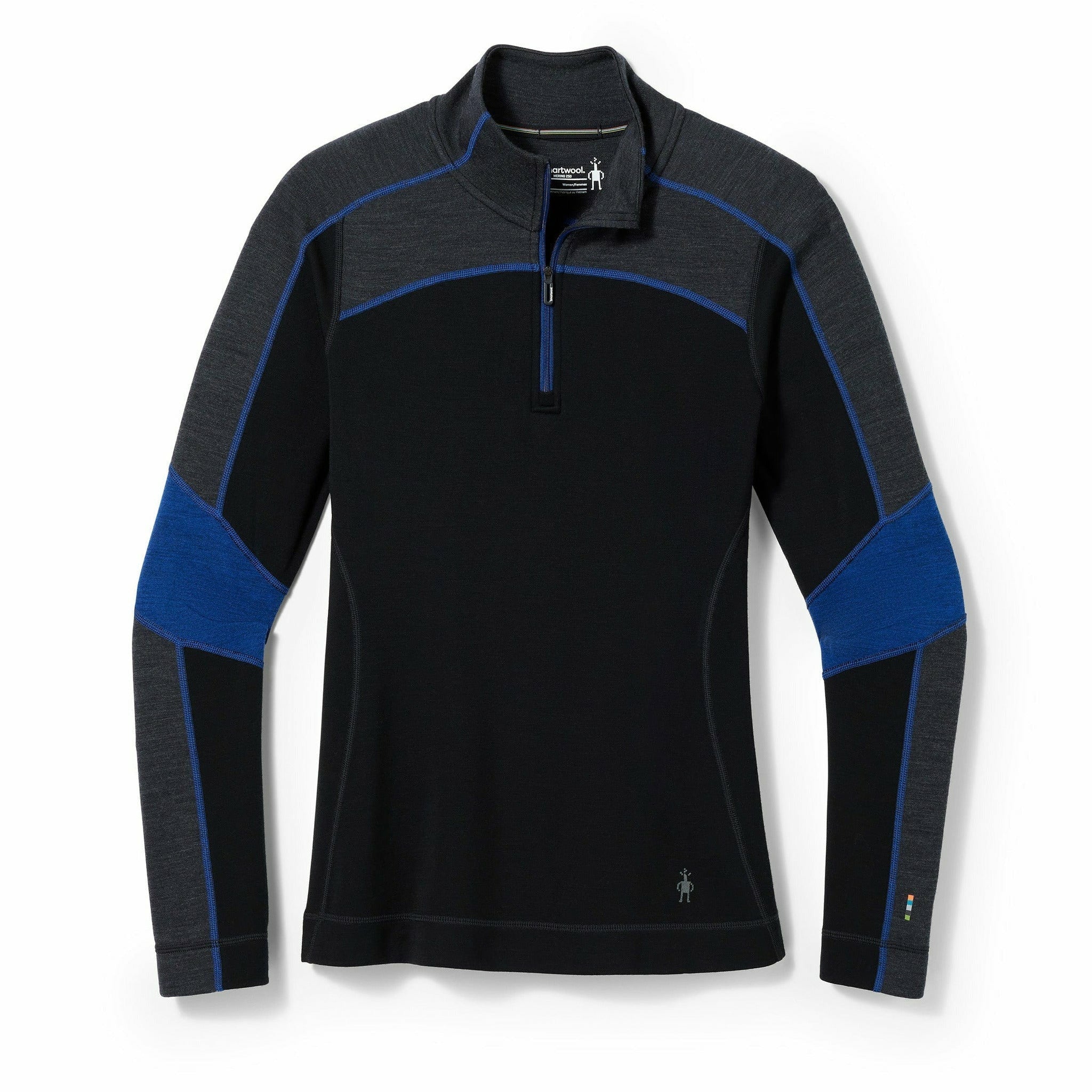 Smartwool Womens Classic Thermal Merino Base Layer Colorblock 1/4 Zip - Clearance  -  X-Small / Black