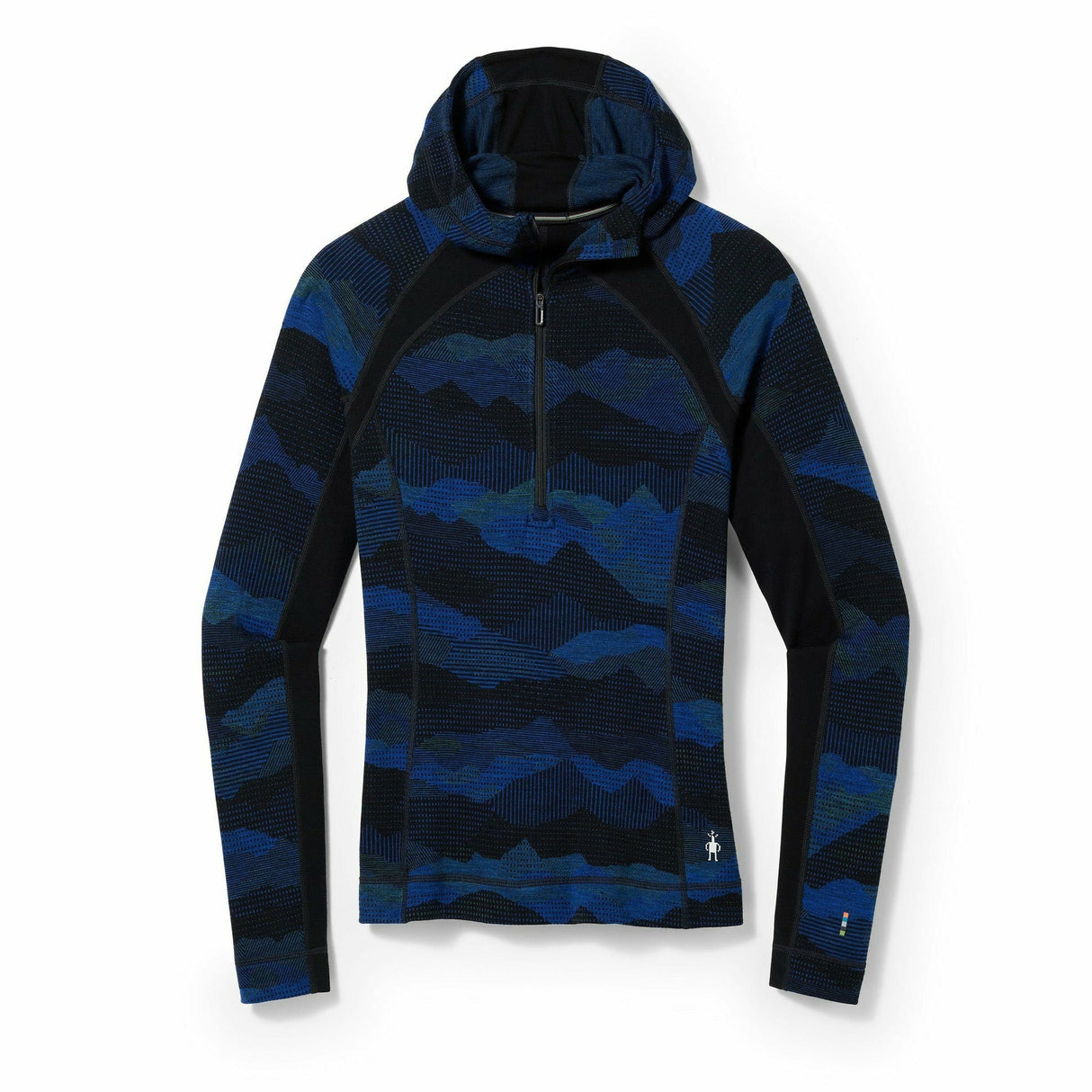 Smartwool Womens Classic Thermal Merino Base Layer 1/2 Zip Hoodie - Clearance  -  X-Small / Blueberry Hill Mountain Scape
