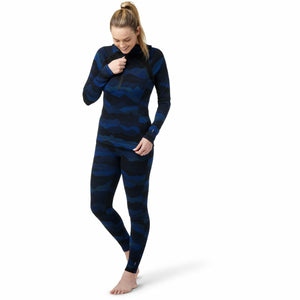 Smartwool Womens Classic Thermal Merino Base Layer 1/2 Zip Hoodie - Clearance  -  X-Small / Blueberry Hill Mountain Scape