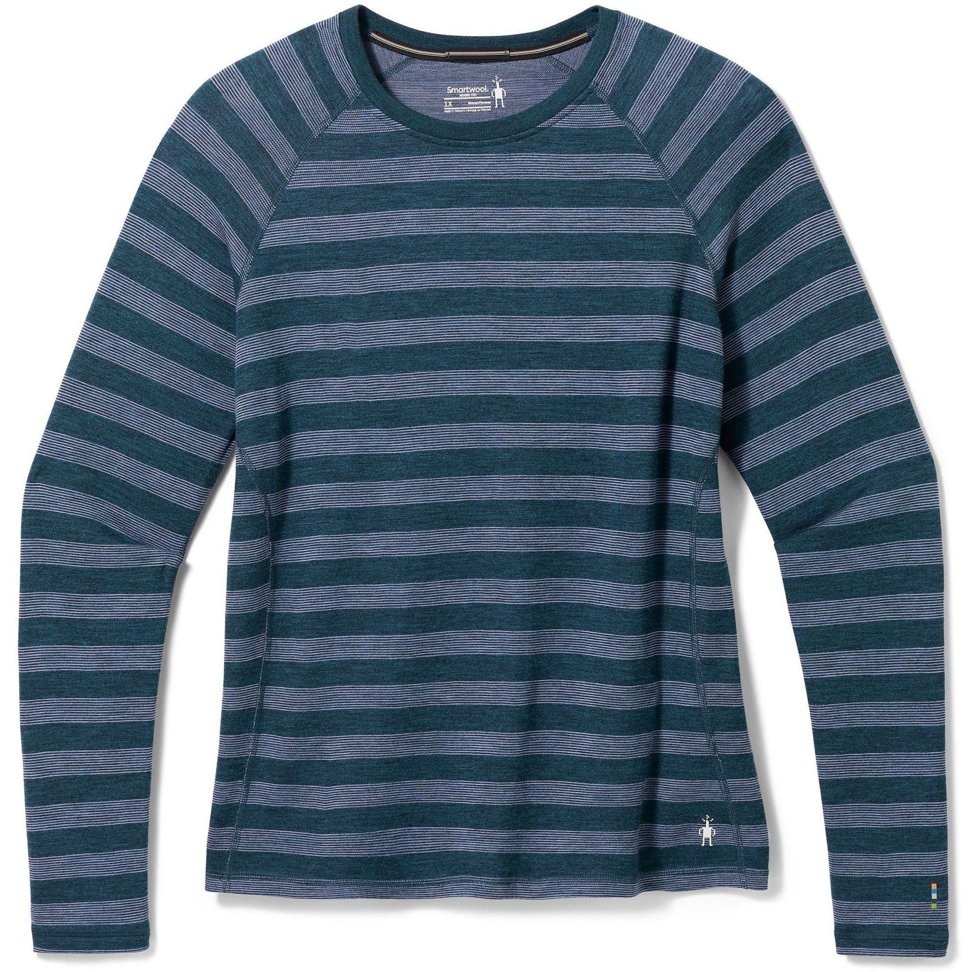 Smartwool Womens Classic Thermal Merino Base Layer Pattern Crew Plus - Clearance  -  1X / Ultra Violet Stripe