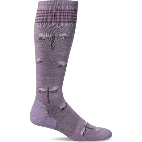 Sockwell Womens Dragonfly Moderate Compression Knee-High Socks  -  Small/Medium / Lavender Sparkle
