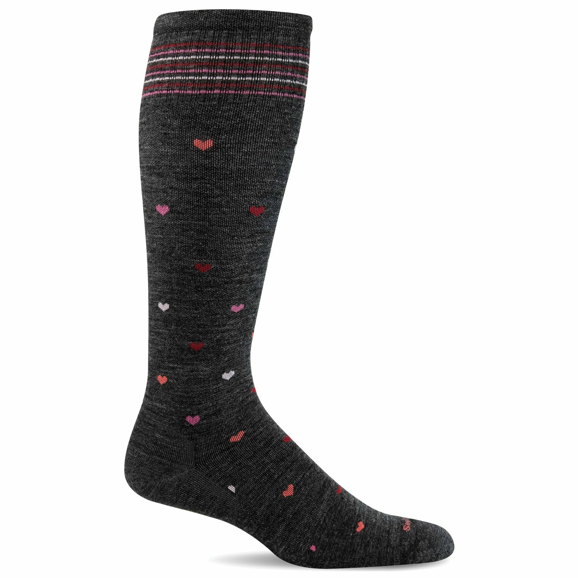 Sockwell Womens Full Heart Wide Calf Fit Moderate Compression Socks  -  Small/Medium / Charcoal