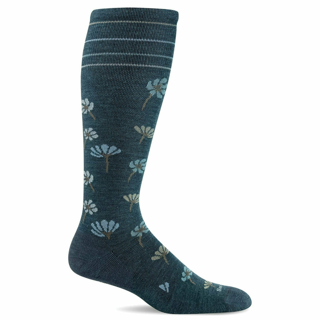 Sockwell Womens Field Flower Moderate Compression Knee-High Socks  -  Small/Medium / Blue Ridge