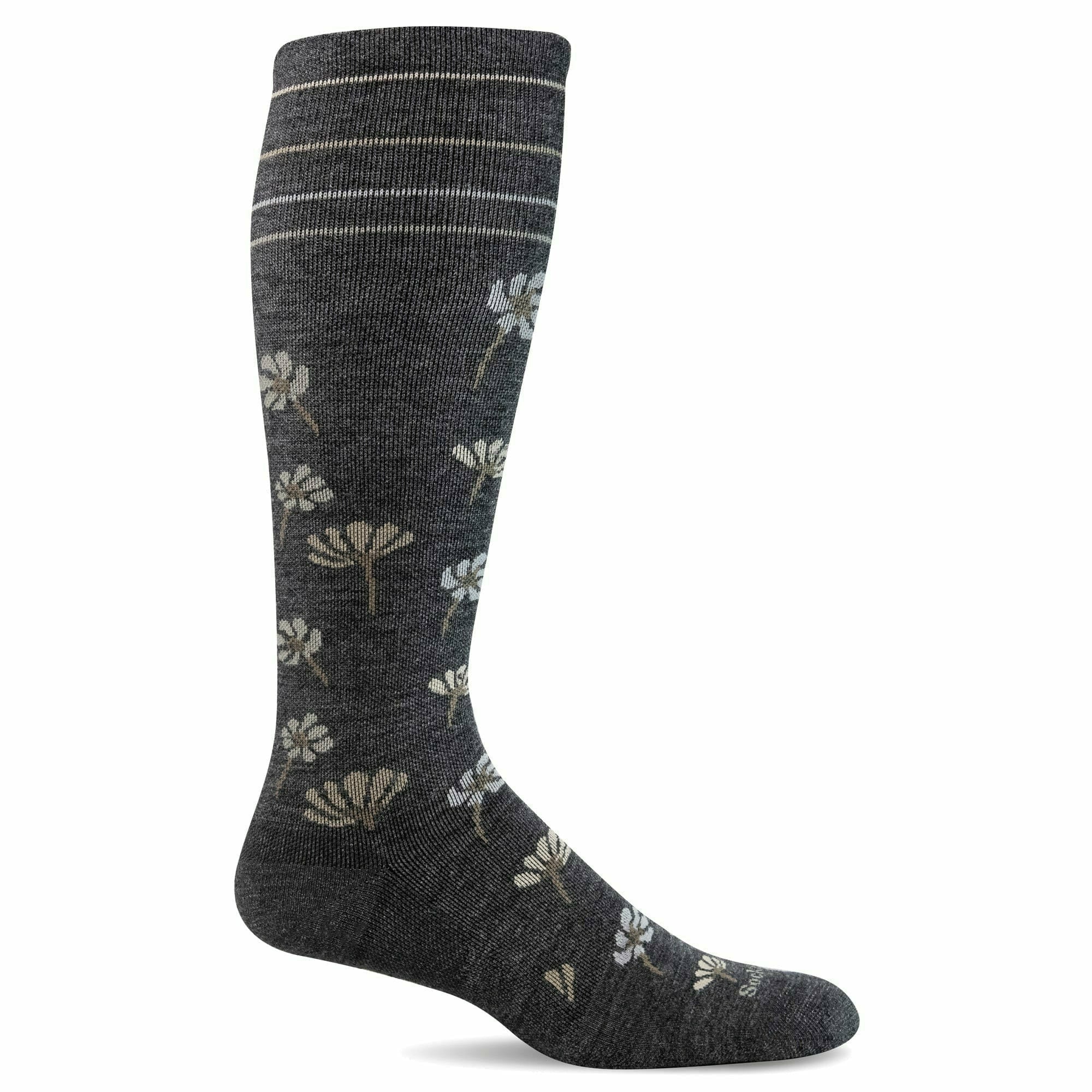 Sockwell Womens Field Flower Moderate Compression Socks  -  Small/Medium / Charcoal