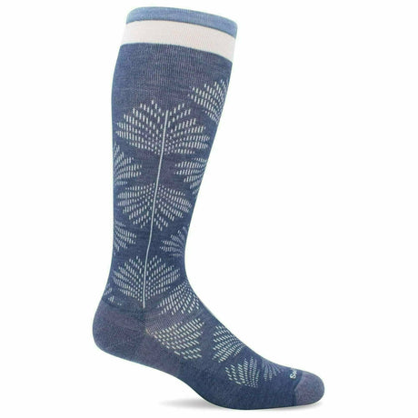 Sockwell Womens Full Floral Moderate Compression Knee High Socks  -  Small/Medium / Denim