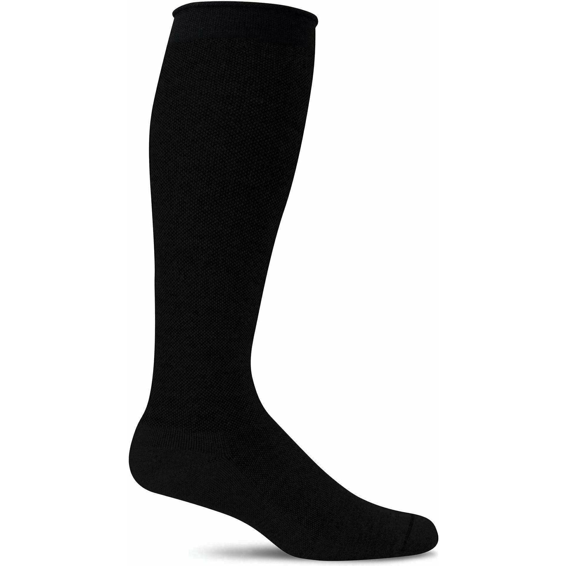 Sockwell Womens Full Floral Wide Calf Fit Moderate Compression Socks  -  Small/Medium / Black Solid