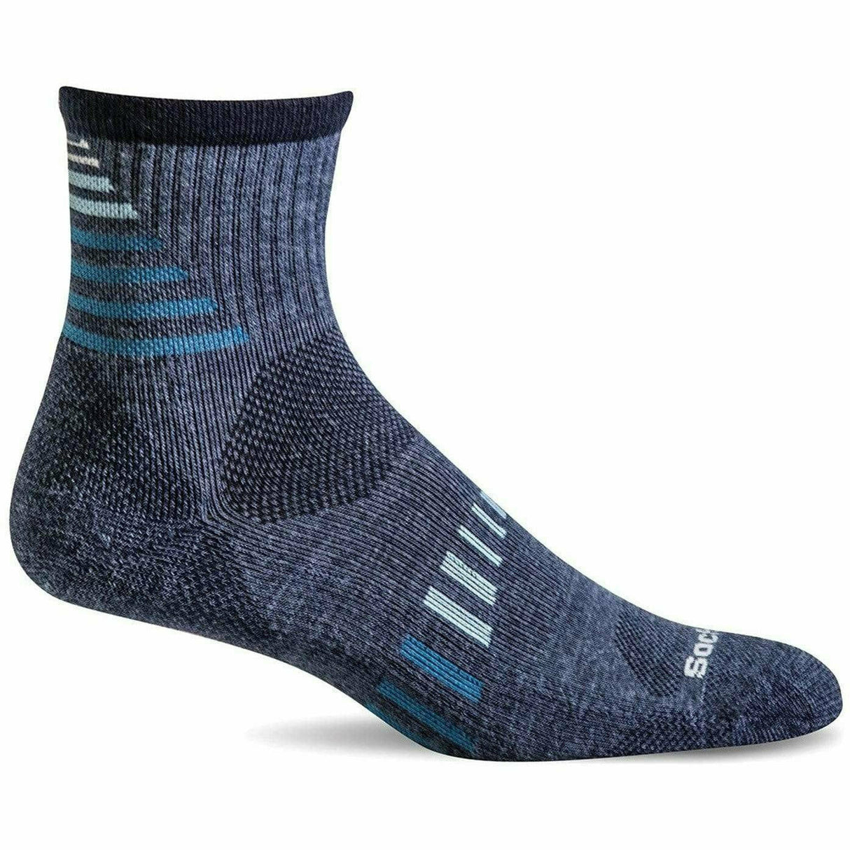 Sockwell Mens Ascend II Moderate Compression Quarter Socks  -  Medium/Large / Denim