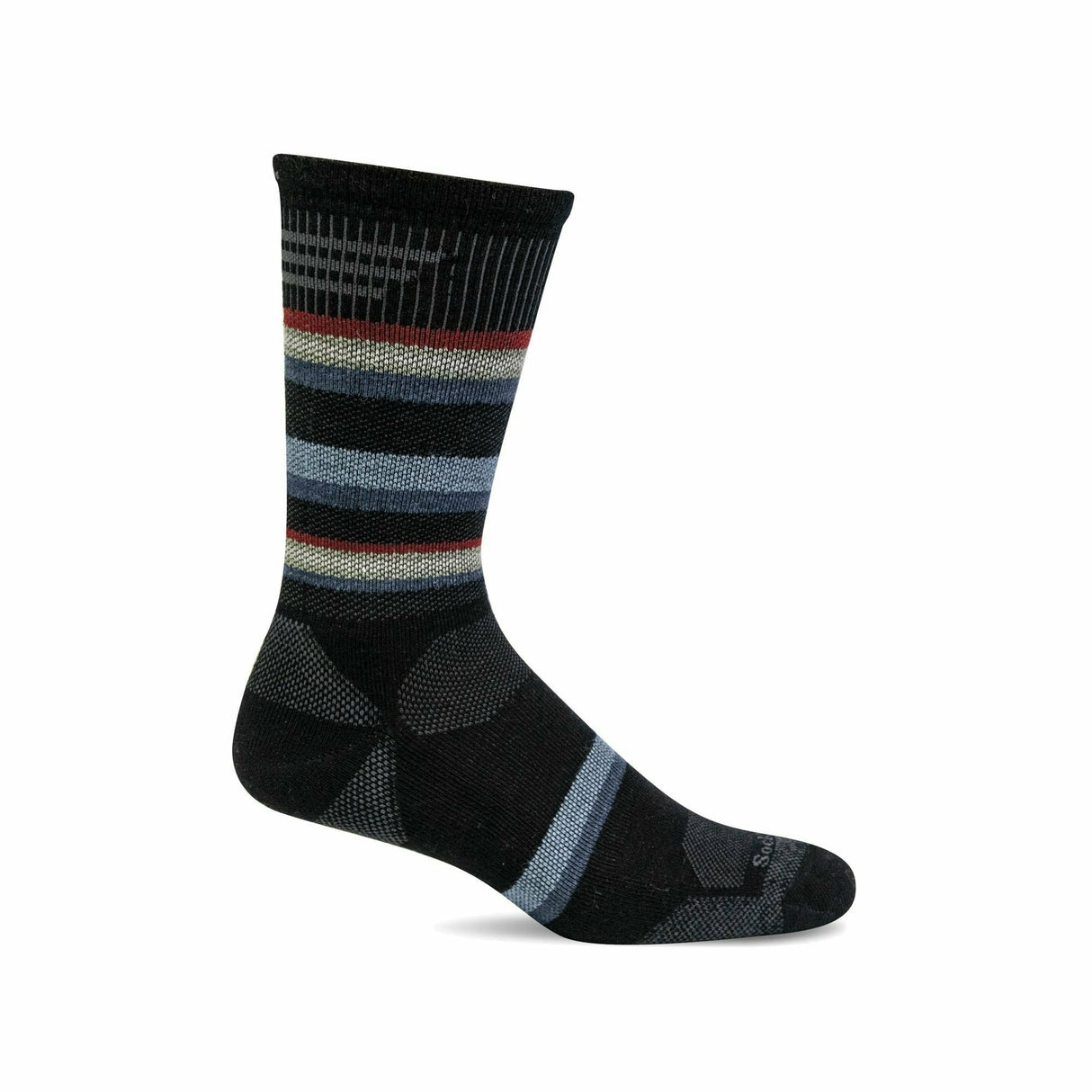 Sockwell Mens Parks Twill Moderate Compression Crew Socks  -  Medium/Large / Black