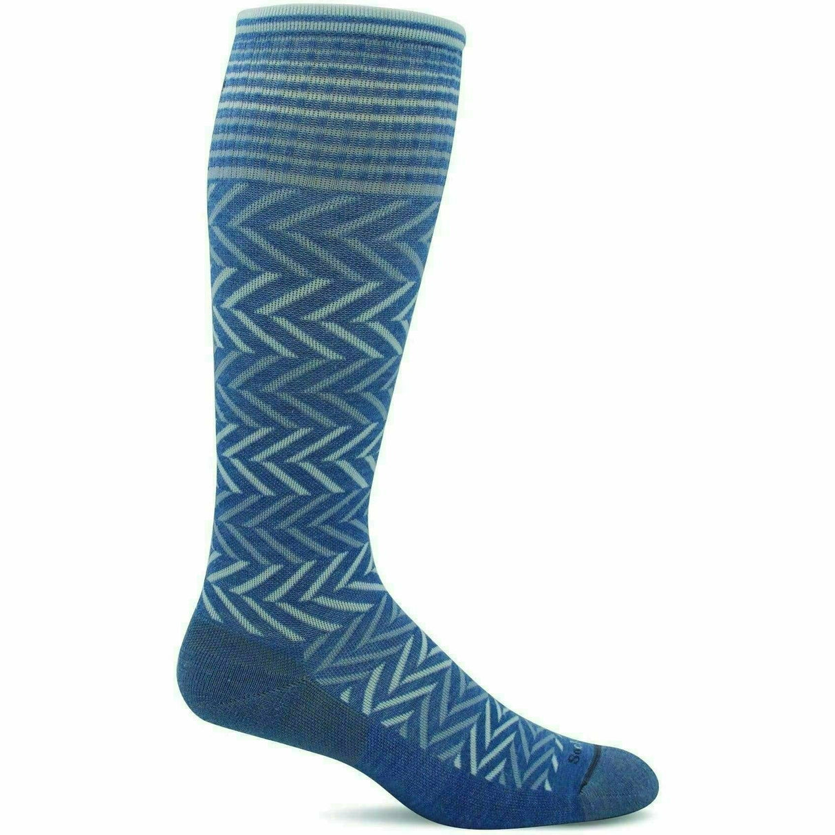 Sockwell Womens Chevron Moderate Compression Knee-High Socks  -  Small/Medium / Bluestone
