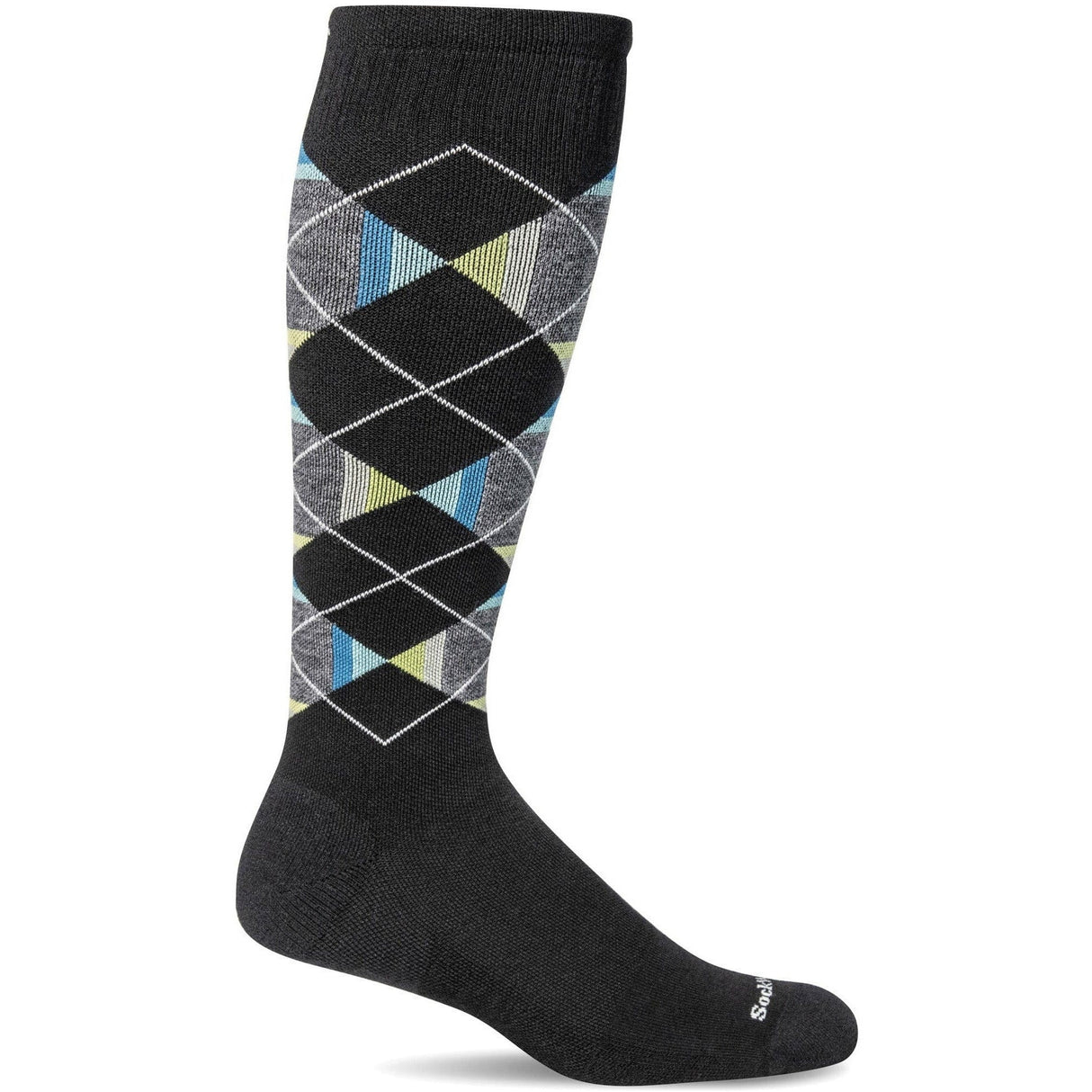 Sockwell Mens Prism Argyle Moderate Compression OTC Socks  -  Medium/Large / Black