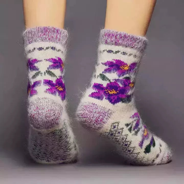 Siberia Spirit Winter Violets Crew Socks  - 
