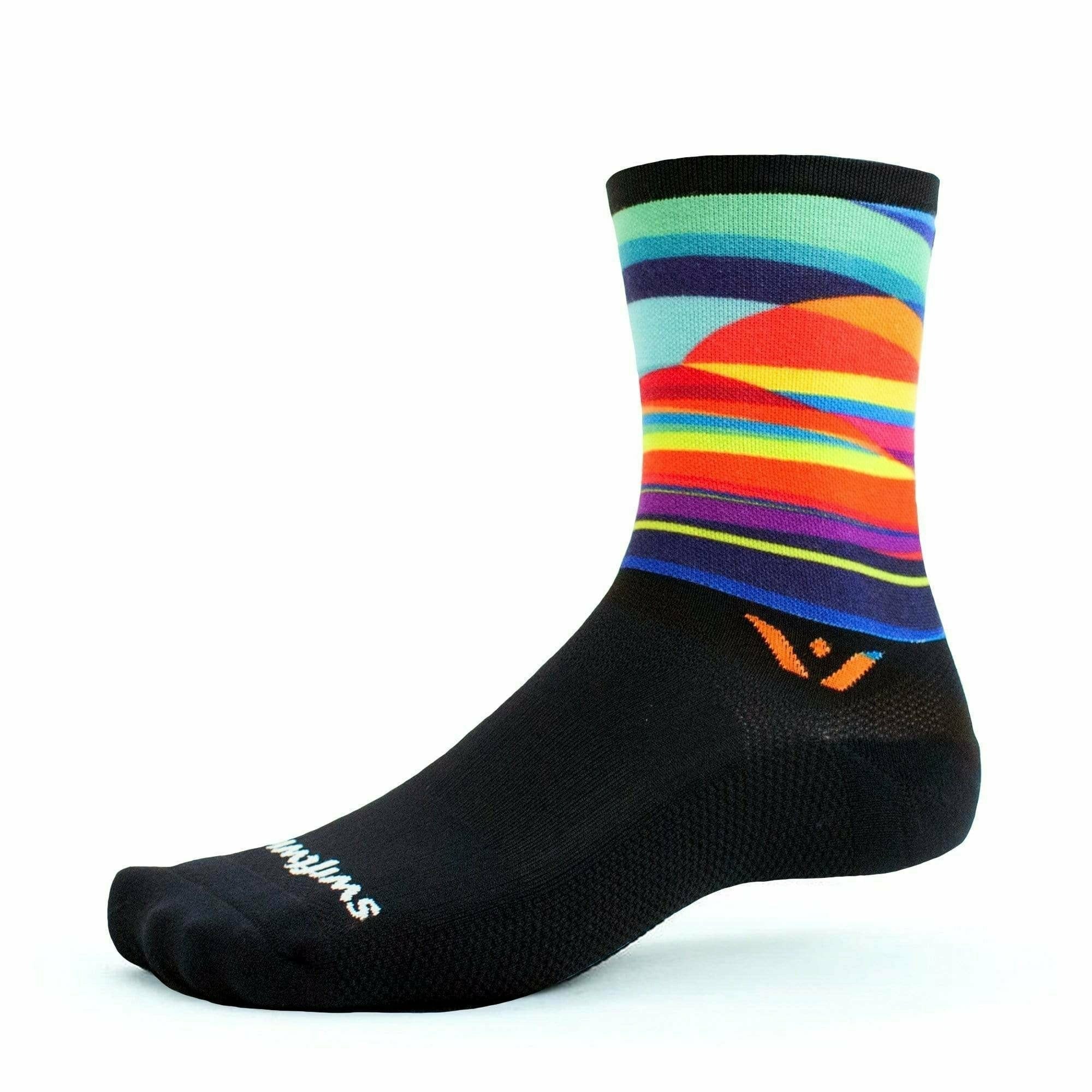 Swiftwick Vision Six Impression Crew Socks  -  Small / Sunrise