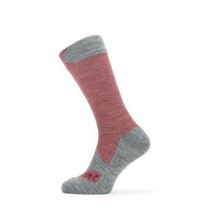 Sealskinz Raynham Waterproof All-Weather Mid-Length Socks  -  Large / Red/Gray Marl