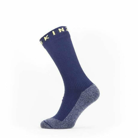 Sealskinz Waterproof Warm Weather Soft Touch Mid Socks  -  Large / Navy Blue/Blue Marl/Yellow