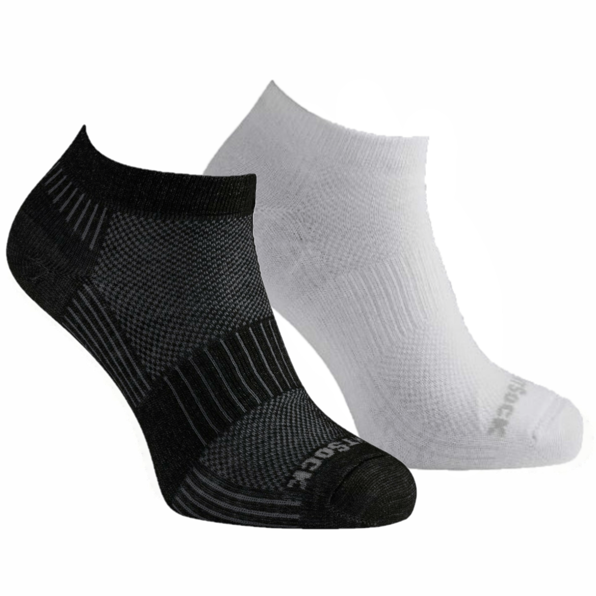 Wrightsock Double-Layer Coolmesh II Lightweight Lo Socks  -  Small / Black/White / 2-Pair Pack
