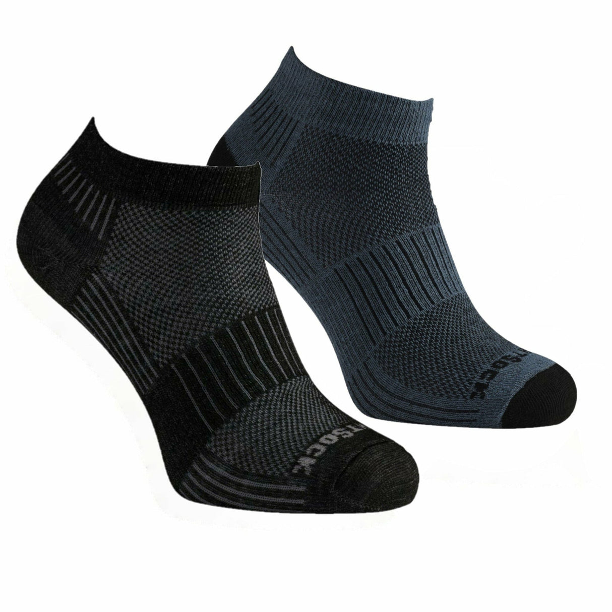 Wrightsock Double-Layer Coolmesh II Lightweight Lo Socks  -  Small / Black/Gray / 2-Pair Pack
