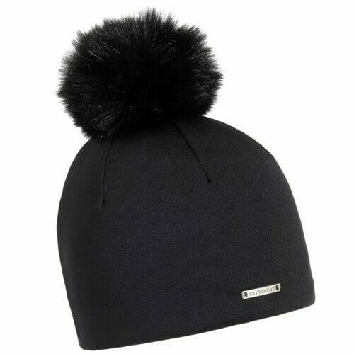 Turtle Fur Comfort Shell Pom Pom Beanie  -  One Size Fits Most / Black