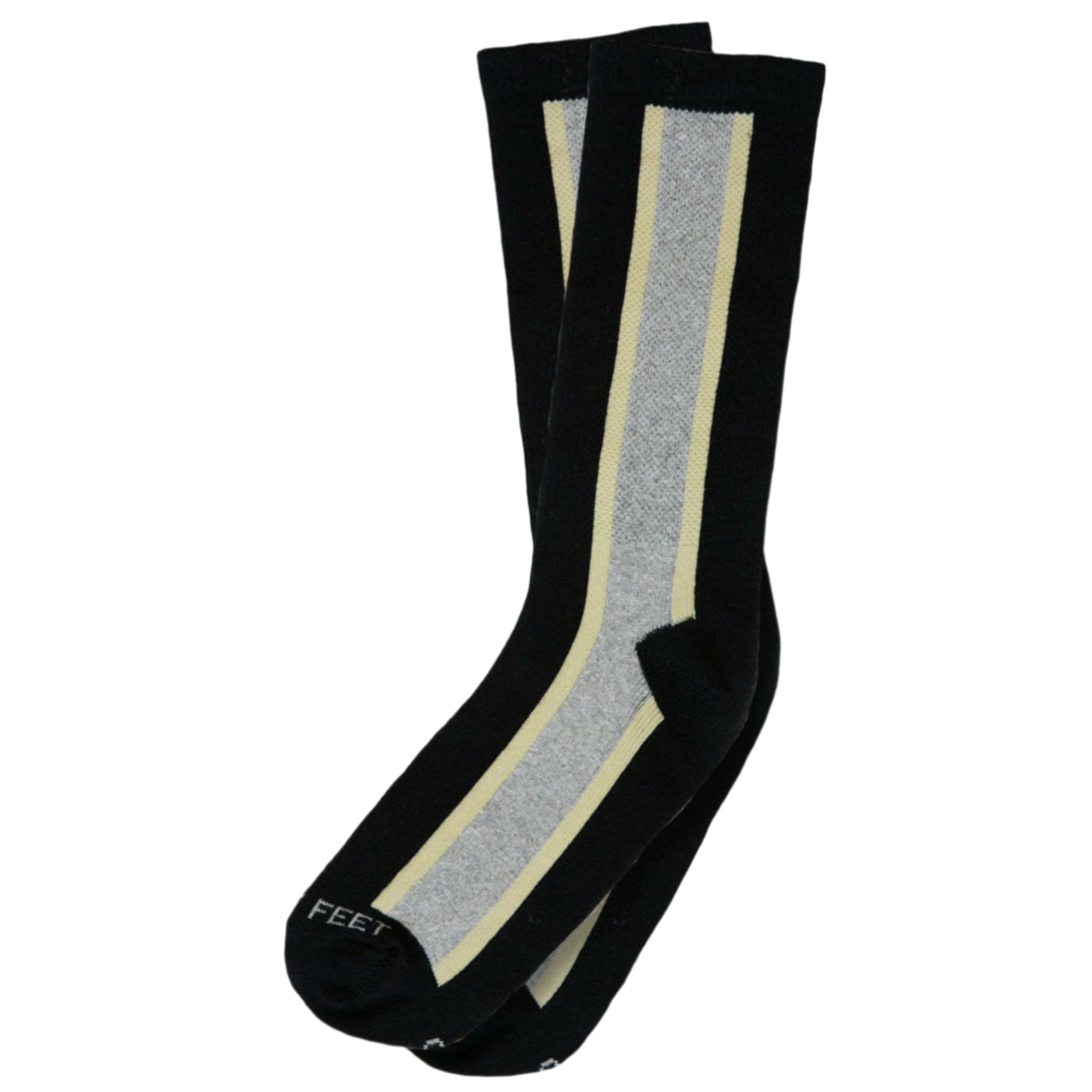 Hippy Feet Vertical Stripes Crew Socks  -  Small / Black