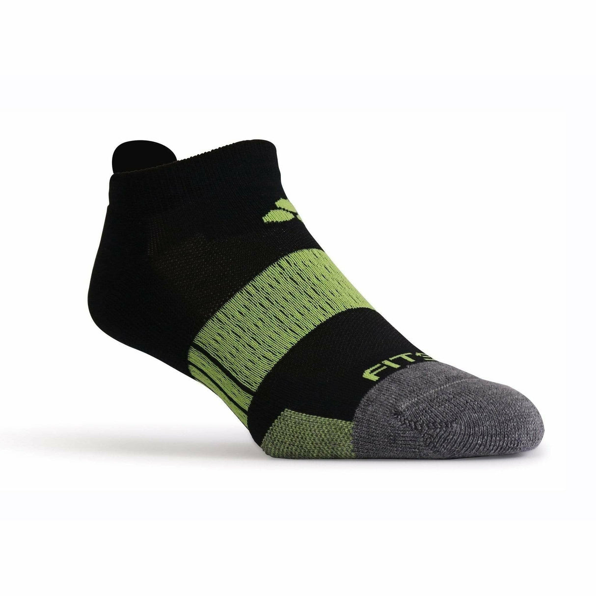 Fitsok NP7 Midweight No Show Tab Socks  -  Small / Black/Lime
