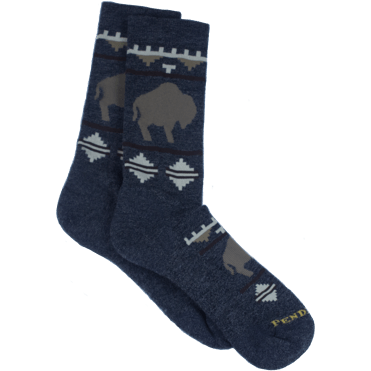 Pendleton Roaming Bison Camp Crew Socks  -  Medium / Charcoal