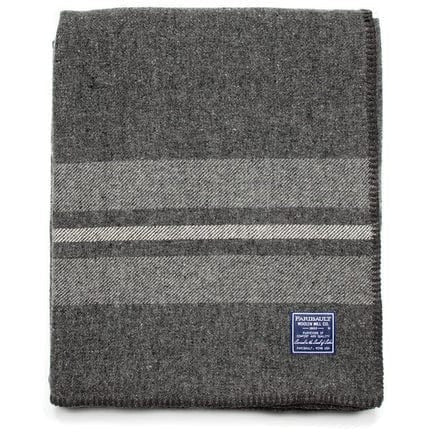 Faribault Mill Cabin Wool Throw  -  Charcoal/Heather Gray/Natural