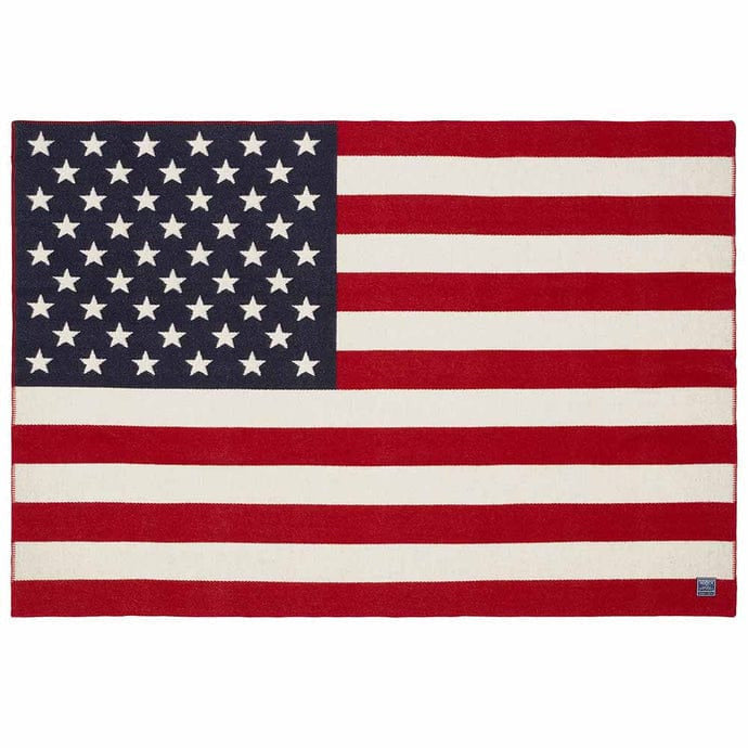 Faribault Mill American Flag Wool Throw  -  Red/White/Navy