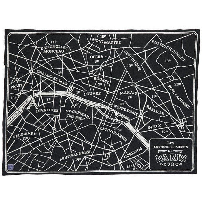 Faribault Mill Paris Map Wool Throw  -  Paris Map