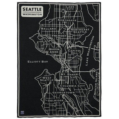 Faribault Mill Seattle Map Wool Throw  -  Seattle Map