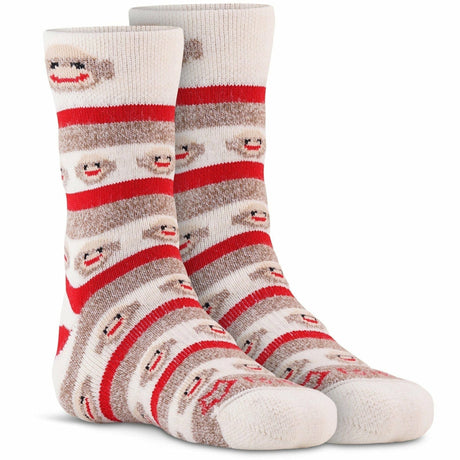 Fox River Kids Monkey Stripe Crew Socks  -  Small / Brown Heather