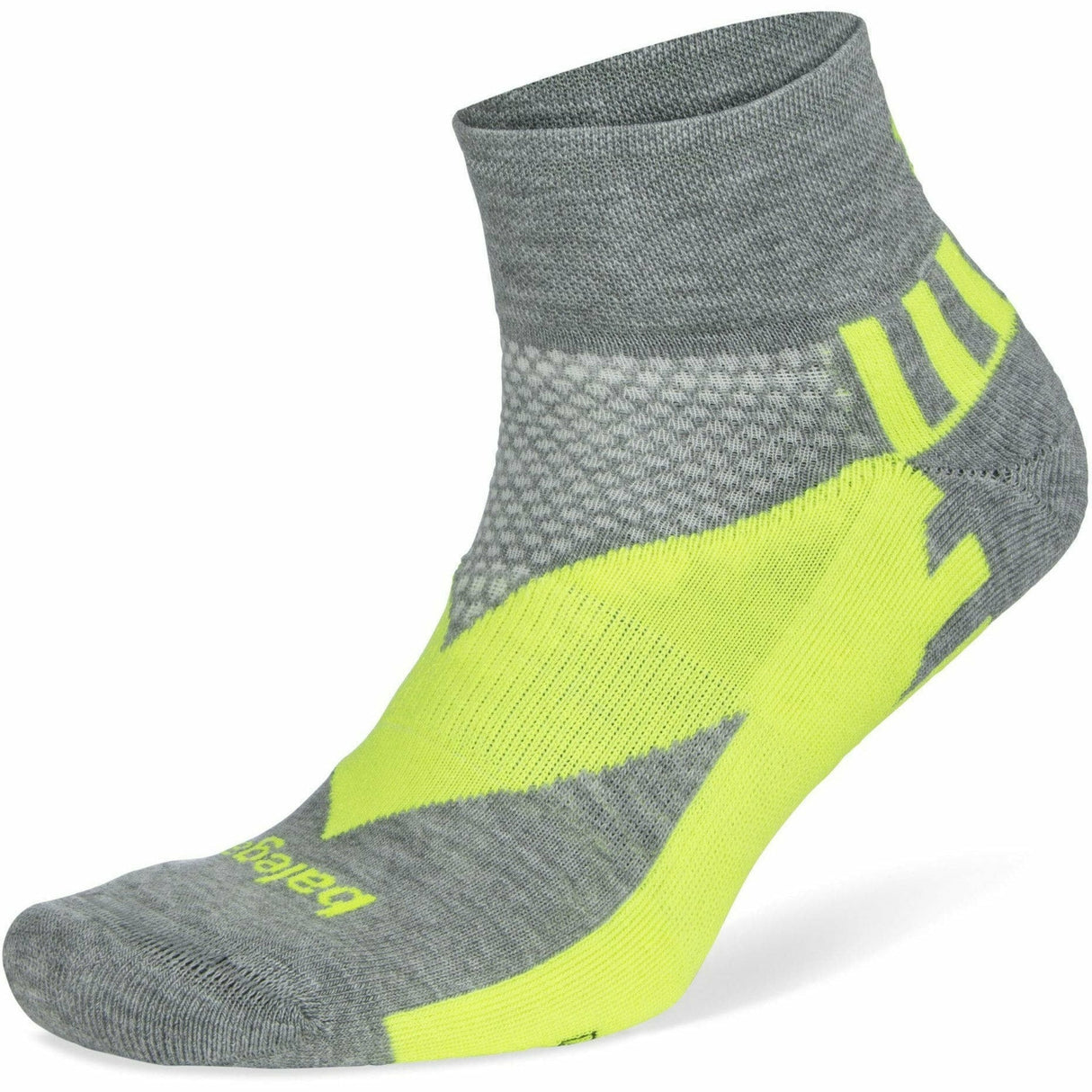 Balega Enduro Reflective Quarter Socks  -  Small / Midgray/Neon Lime