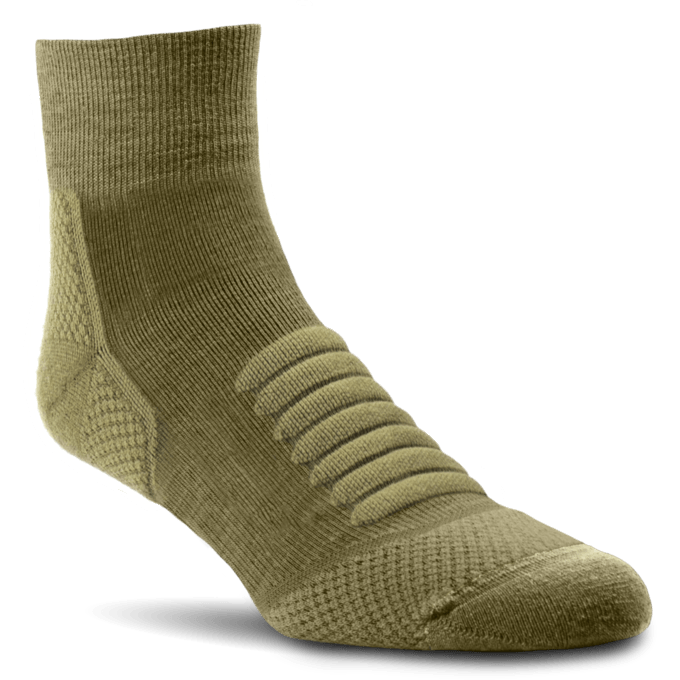 Farm to Feet Fayetteville Light Targeted Cushion 1/4 Crew Socks  -  Small / Coyote Brown