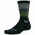 Swiftwick Pursuit Seven Medium Stripe Socks  -  Medium / Green Stripe