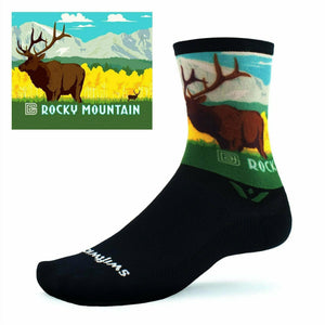 Swiftwick Vision Six Impression National Parks Collection Crew Socks  -  Small / Rocky Mountains