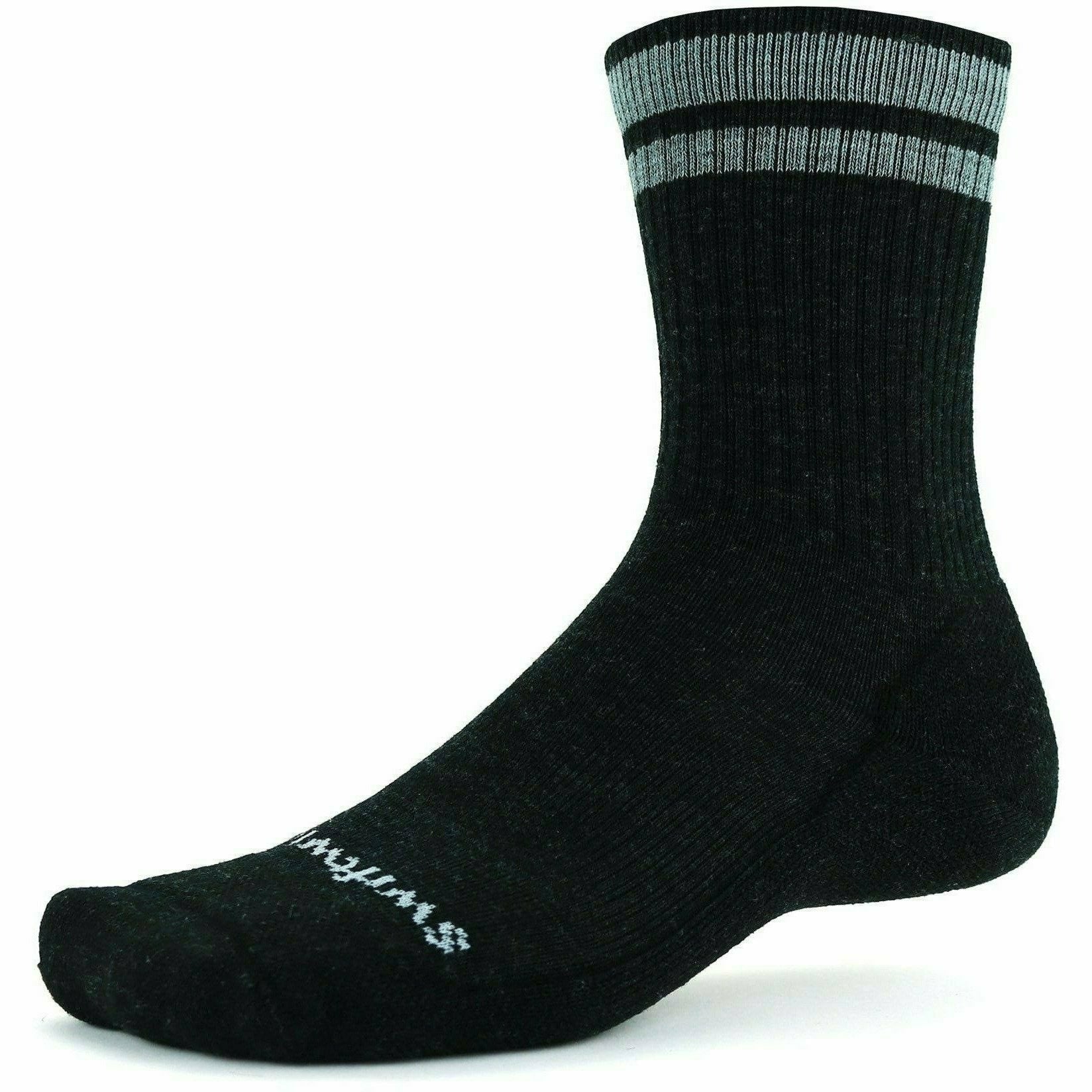 Swiftwick Pursuit Six Light Hike Socks  -  Small / Charcoal Heather Stripe