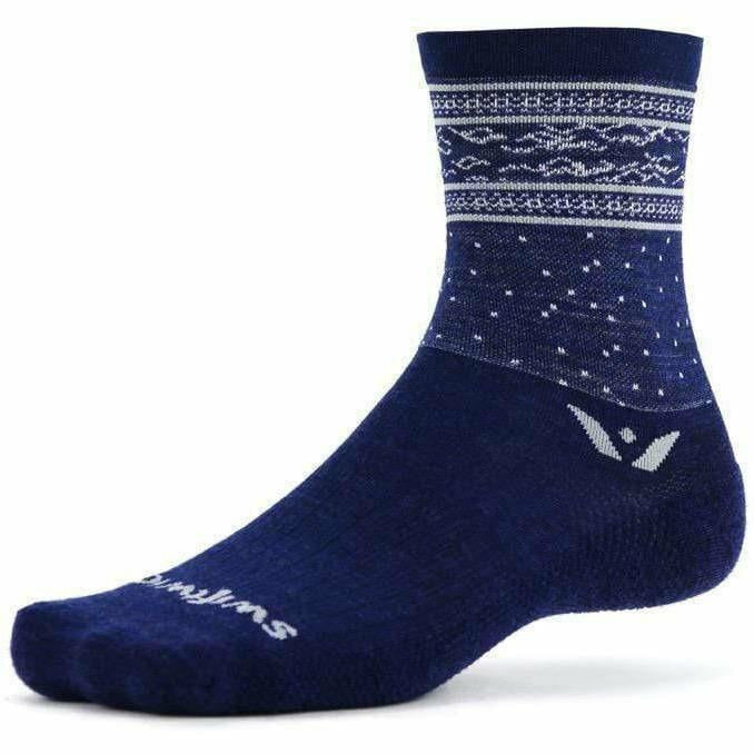 Swiftwick Vision Five Flurry Limited Edition Crew Socks  -  Medium / Navy Gray