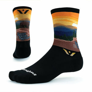 Swiftwick Vision Six Impression National Parks Collection Crew Socks  -  Small / Great Smoky