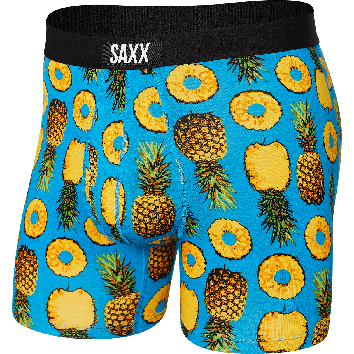 SAXX Mens Ultra Boxer Fly  -  Small / Pineapple/Blue