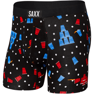 SAXX Mens Vibe Modern Fit Boxer  -  Small / Black Beer Champs