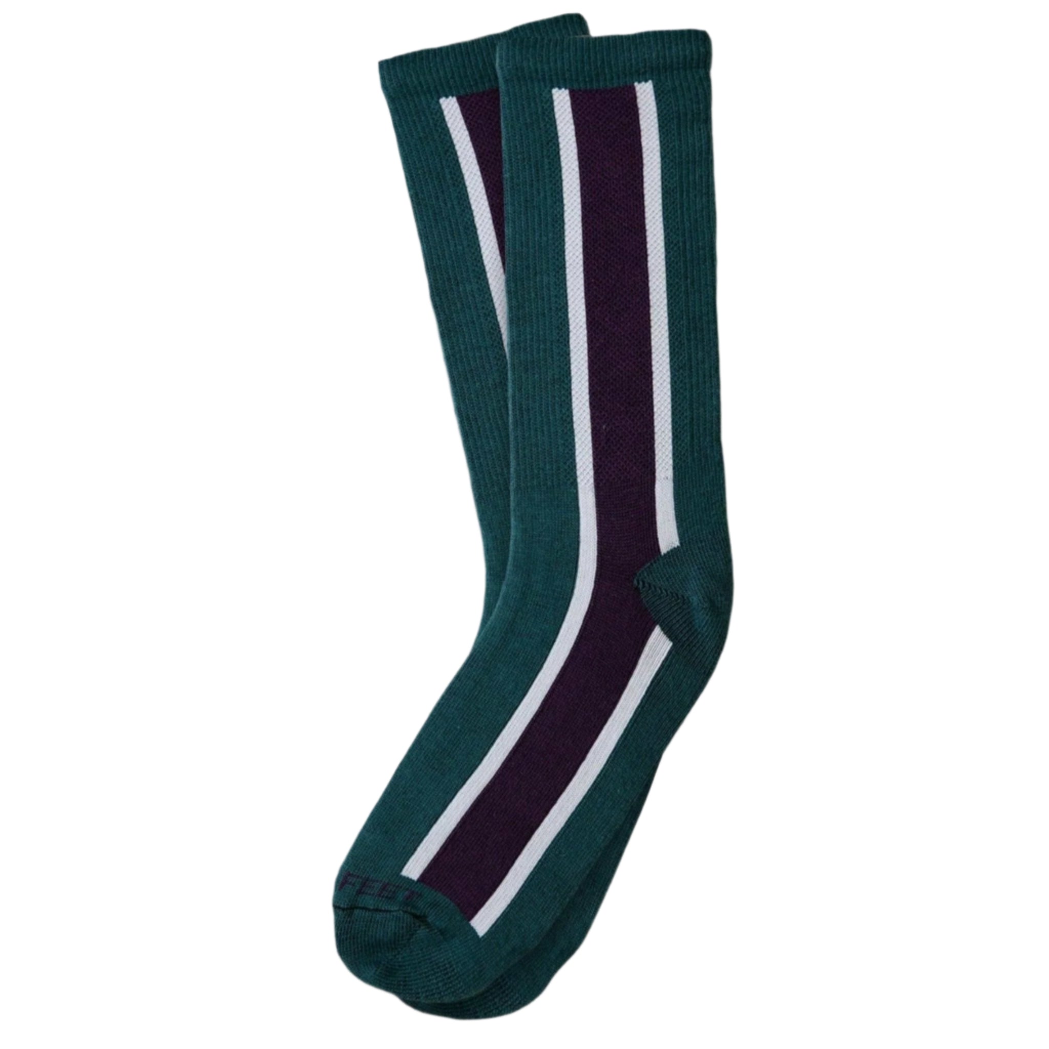 Hippy Feet Vertical Stripes Crew Socks  -  Small / Turquoise