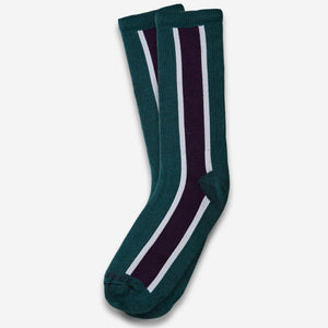 Hippy Feet Vertical Stripes Crew Socks  -  Small / Turquoise
