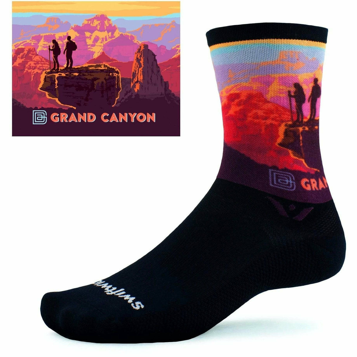 Swiftwick Vision Six Impression National Parks Collection Crew Socks  -  Small / Grand Canyon Lookout