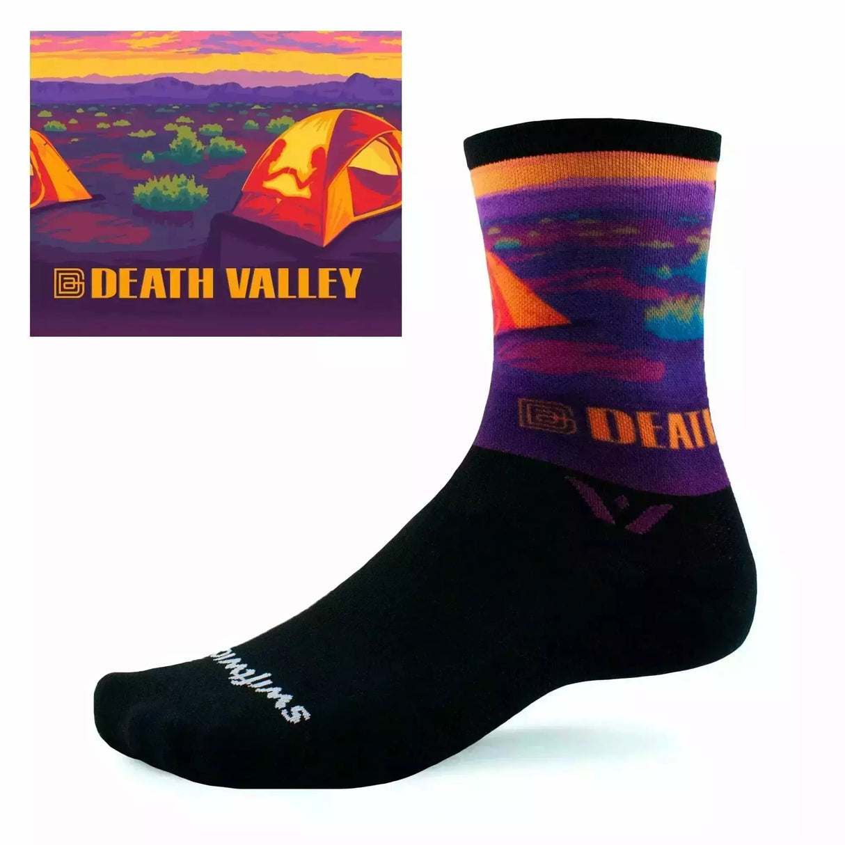 Swiftwick Vision Six Impression National Parks Collection Crew Socks  -  Small / Death Valley