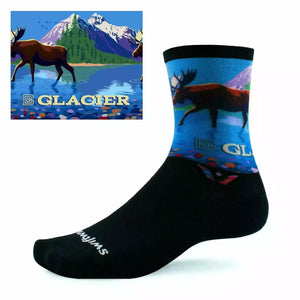 Swiftwick Vision Six Impression National Parks Collection Crew Socks  -  Small / Glacier