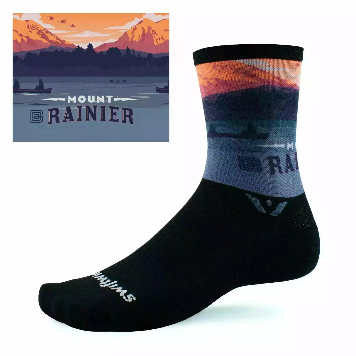 Swiftwick Vision Six Impression National Parks Collection Crew Socks  -  Small / Mount Rainier