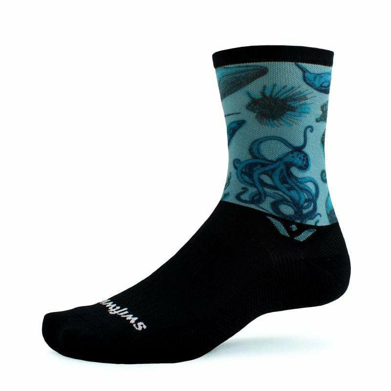 Swiftwick Vision Six Science Book Crew Socks  -  Medium / Sea